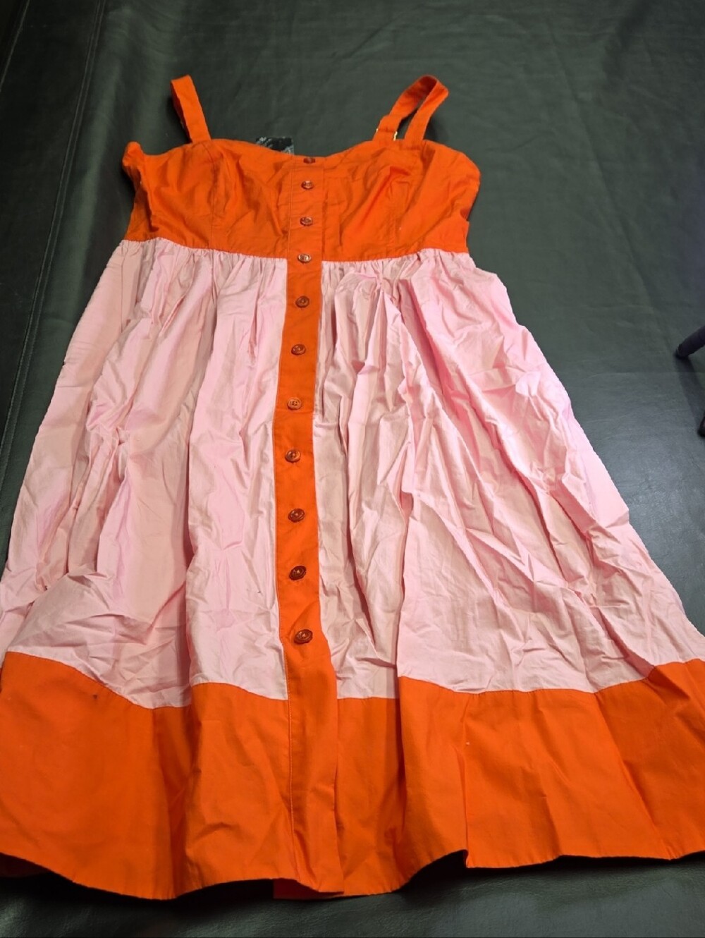 kate spade Orange and Light Pink Colorblock Button-Front Sundress